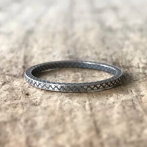 Oxidized Sterling Silver Geometric Ring - Size 8